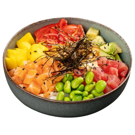 porcion de tazon de poke con pescado y verduras Merca2.es