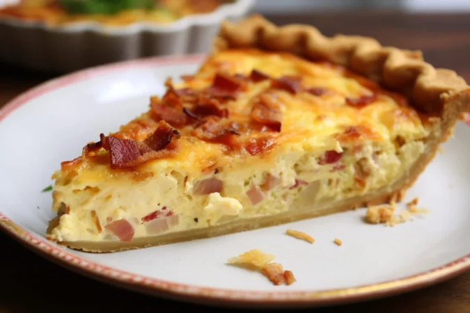 quiche de queso y tocino con una corteza de mantequilla escamosa Merca2.es