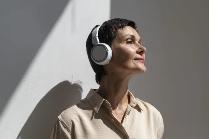 Cuando la música se convierte en un problema: los conflictos vecinales que más se repiten en España 1 Merca2.es hermosa mujer de mediana edad escuchando musica traves de auriculares Merca2.es