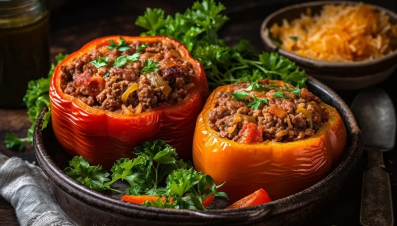 pimiento morron relleno con carne de quinoa y vegetales generados por ia Merca2.es