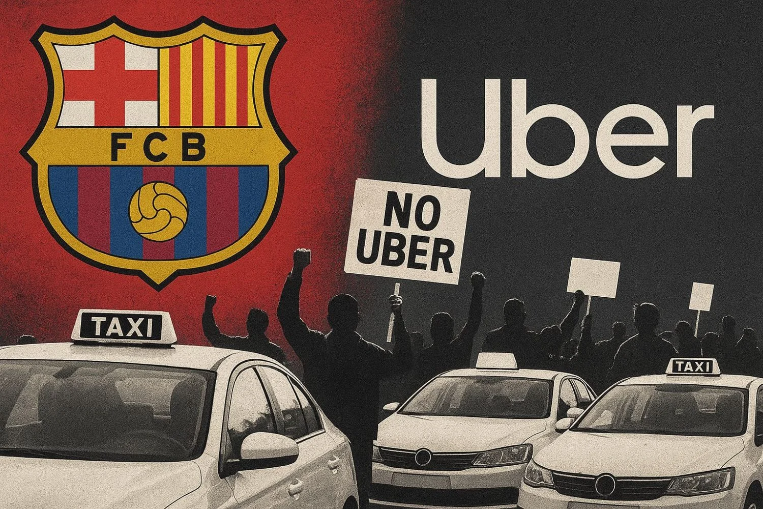Imagen sobre las protestas de Uber. Fuente: IA