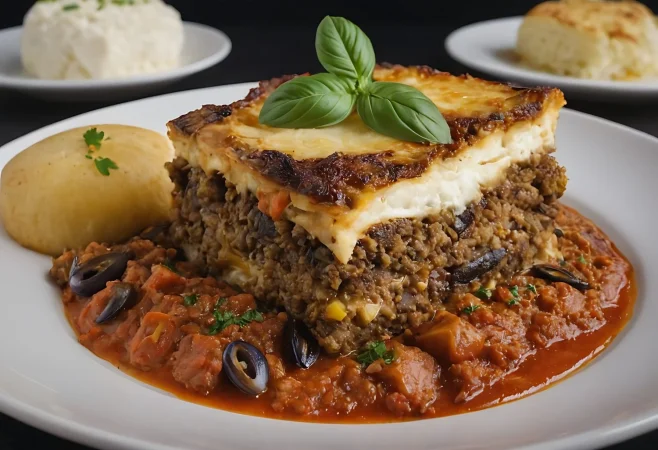 deliciosa moussaka griega tradicional con berenjena picada de carne de res y salsa de bechamel 1 Merca2.es