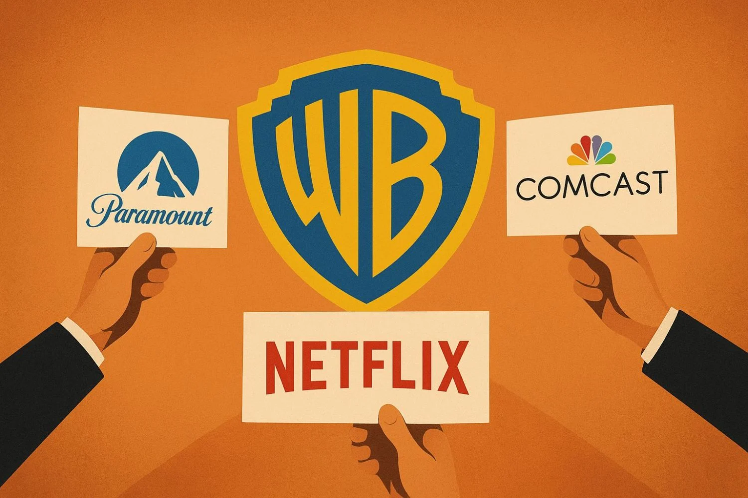Netflix y Paramount van por Warner. Fuente: Chat GPT