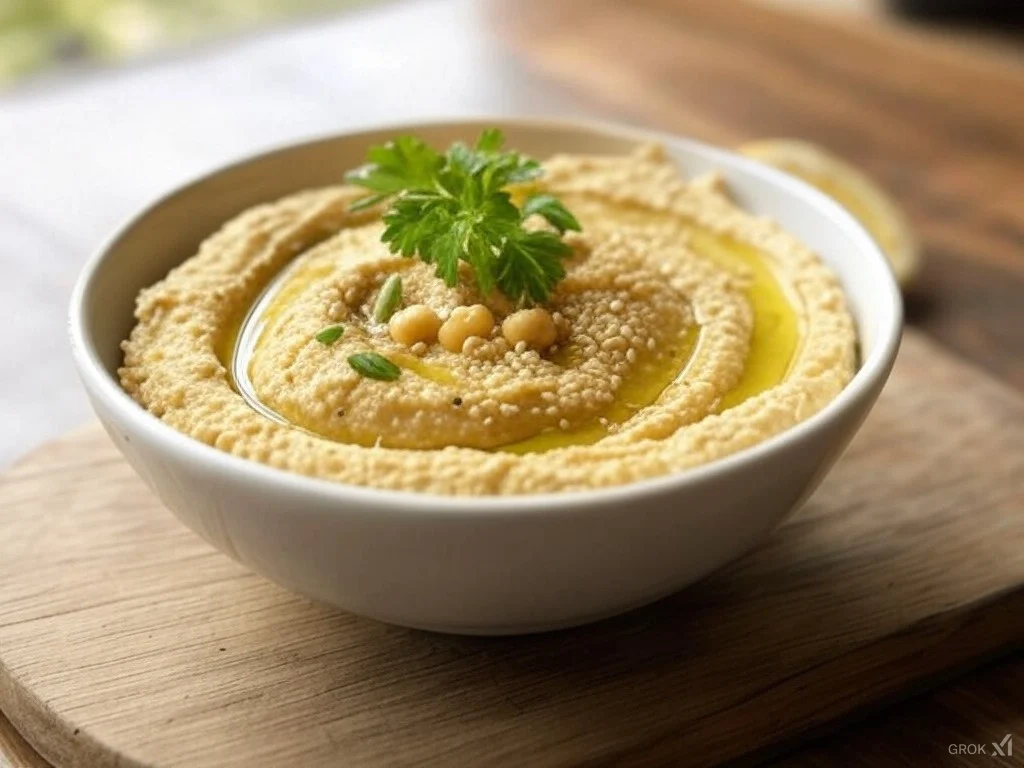 Un hummus cremoso de garbanzos puede ser un gran éxito arrollador.  La textura es la clave del exito. Fuente: Freepik 
