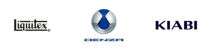 Logos patrocinadores de Premios Qué! Arte 2025. Liquitex, DENZA y KIABI