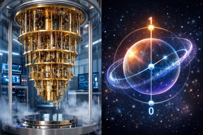 Google anunció que su nuevo procesador cuántico Willow había logrado la ventaja cuántica. Imagen: Ordenador cuántico y qubit. Merca2