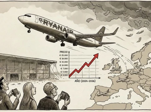 Imagen sobre el precio del billete en Ryanair. Generada con IA Imagen sobre el precio del billete en Ryanair. Generada con IA