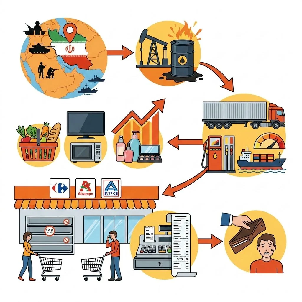 El conflicto de Irán reabre el miedo al desabastecimiento en supermercados europeos como Alcampo, Carrefour y Aldi, entre otros