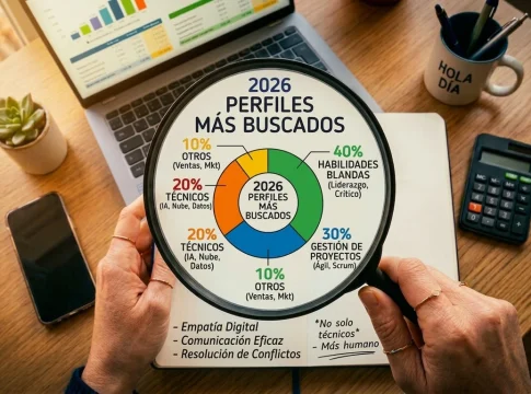 perfiles-buscados-2026 Gráfico circular de perfiles más buscados por empresas españolas en 2026