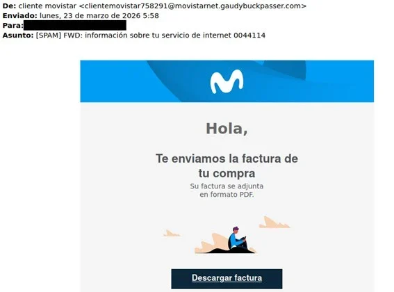 Nueva ola de phishing que usa el nombre de Movistar para propagar troyanos