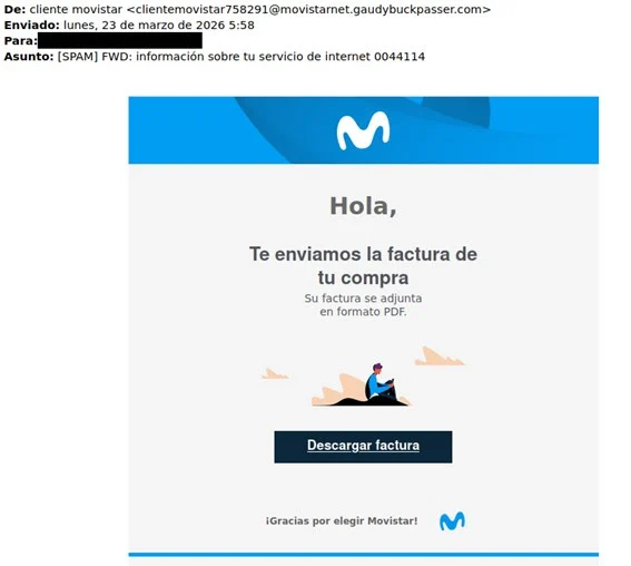 Nueva ola de phishing que usa el nombre de Movistar para propagar troyanos