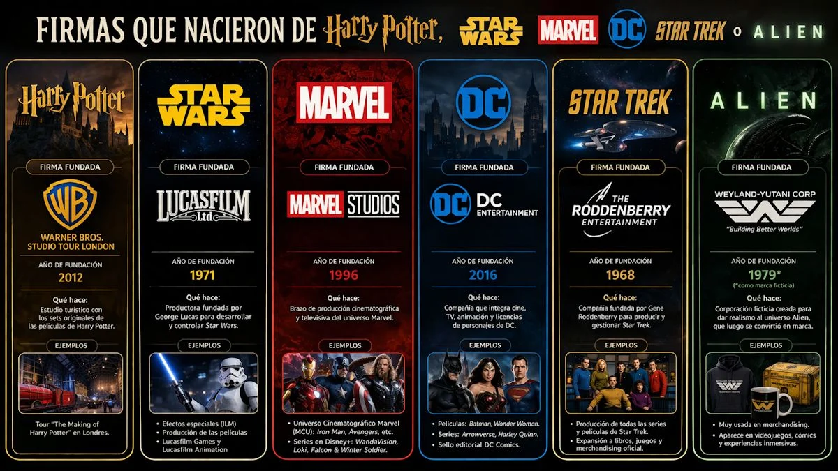 Empresas que se inspiraron en Harry Potter, Star Wars, Marvel, DC, Star Trek o Alien