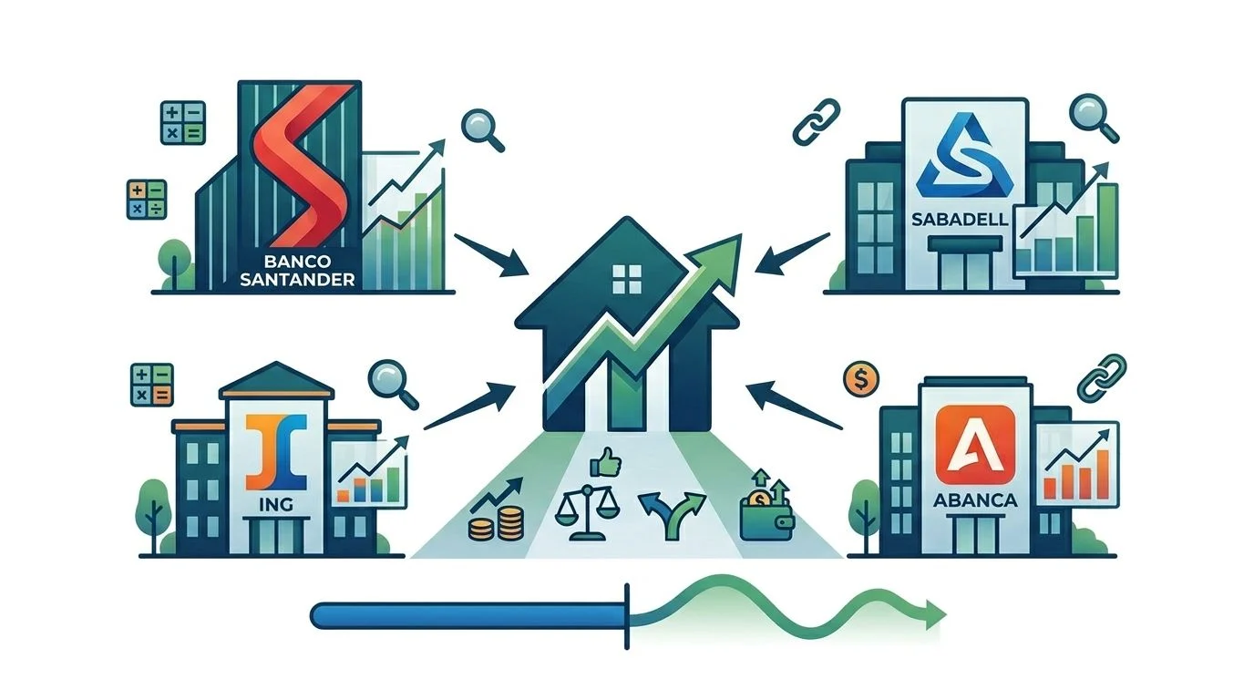 Sabadell y Abanca marcan el paso en hipotecas mixtas, mientras ING y Santander elevan costes en el tramo variable