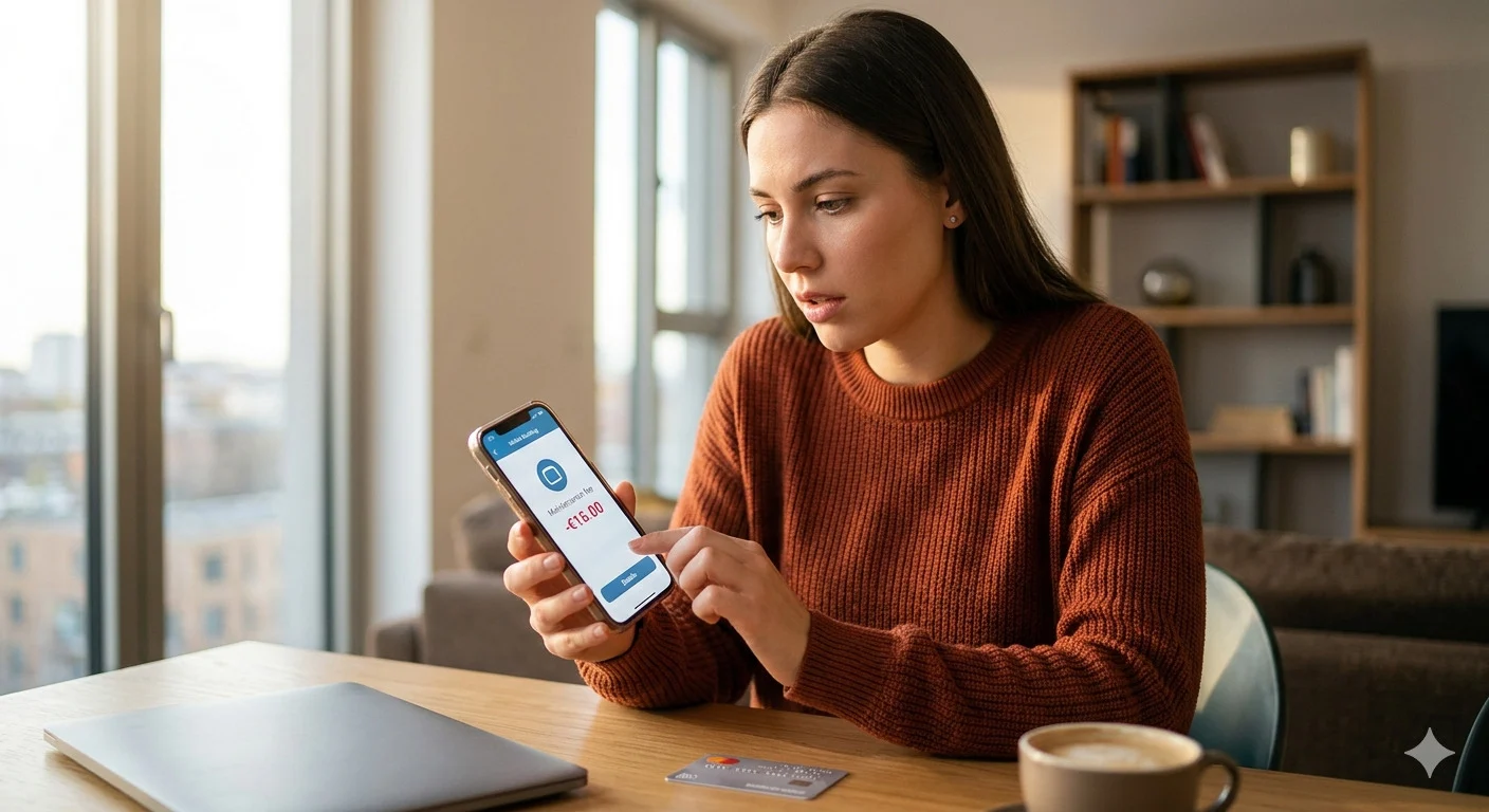 Usuario sorprendido por cobro cuenta bancaria en móvil