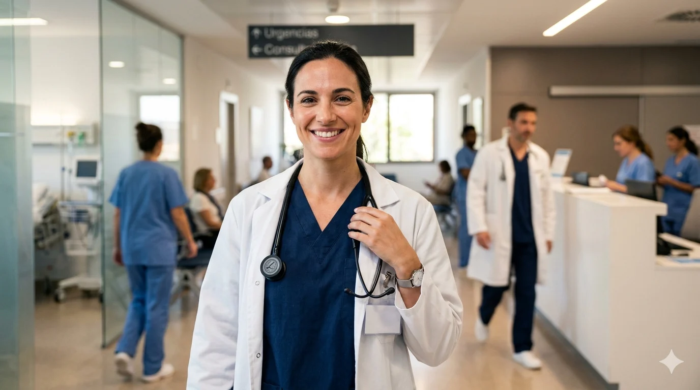 sepe-talento-medico-hospital Médico sonriendo en hospital para captación talento del SEPE.
