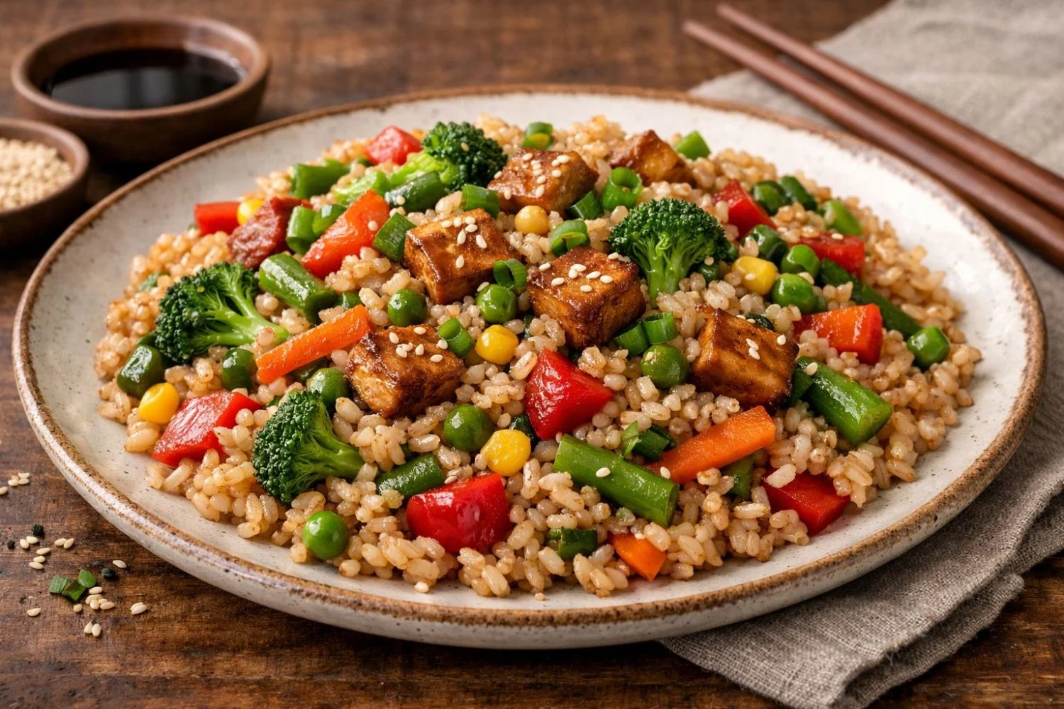 Arroz integral con verduras y soja: cómo conseguir el punto de cocción ideal sin que quede duro