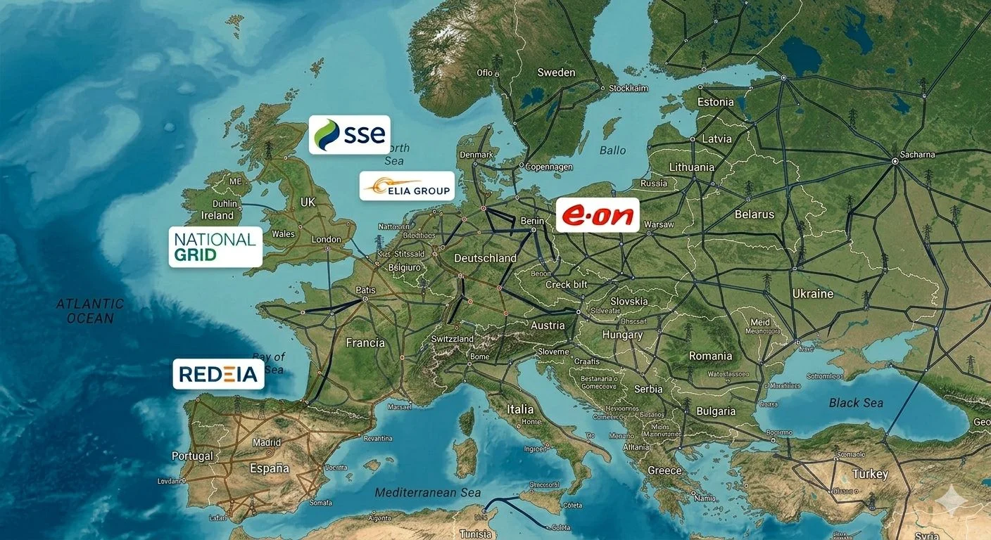 Redeia, E.ON y National Grid Las empresas que liderarán la reconstrucción de las redes europeas. Fuente: IA, Merca2. Redeia, E.ON y National Grid Las empresas que liderarán la reconstrucción de las redes europeas. Fuente: IA, Merca2.
