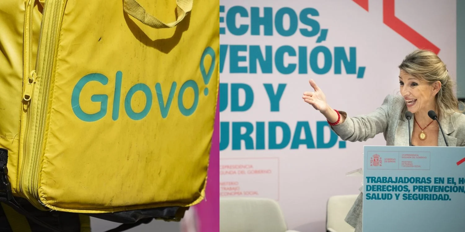 Yolanda Díaz y Glovo. Fuente: Agencias Yolanda Díaz y Glovo. Fuente: Agencias