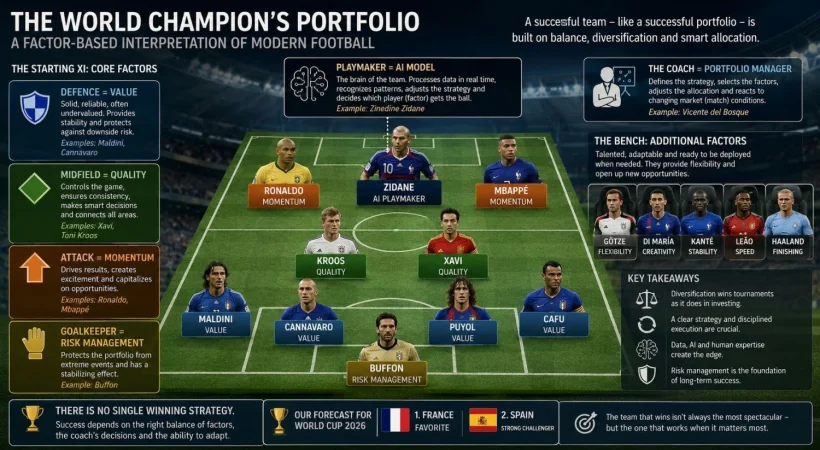 ¿Cómo sería una campeona del mundo de fútbol elaborada con los principios del factor investing? 2 Merca2 El éxito depende más de la coherencia y adaptación del sistema que del estilo elegido. Imagen: Merca2 con IA