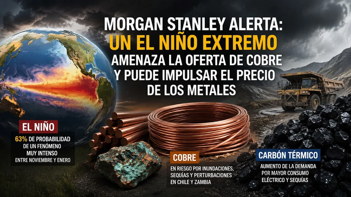 Morgan Stanley alerta: un El Niño extremo amenaza la oferta de cobre y puede impulsar el precio de los metales