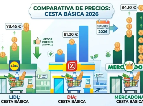 Lidl y Dia golpean a Mercadona con una cesta básica hasta 30 euros más barata en 2026 Lidl y Dia golpean a Mercadona con una cesta básica hasta 30 euros más barata en 2026