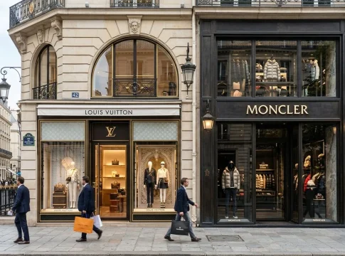 La subida de las bolsas pone a prueba al lujo: Louis Vuitton y Moncler tienen la respuesta Dos locales juntos uno de Louis Vuitton y el otro de Moncler