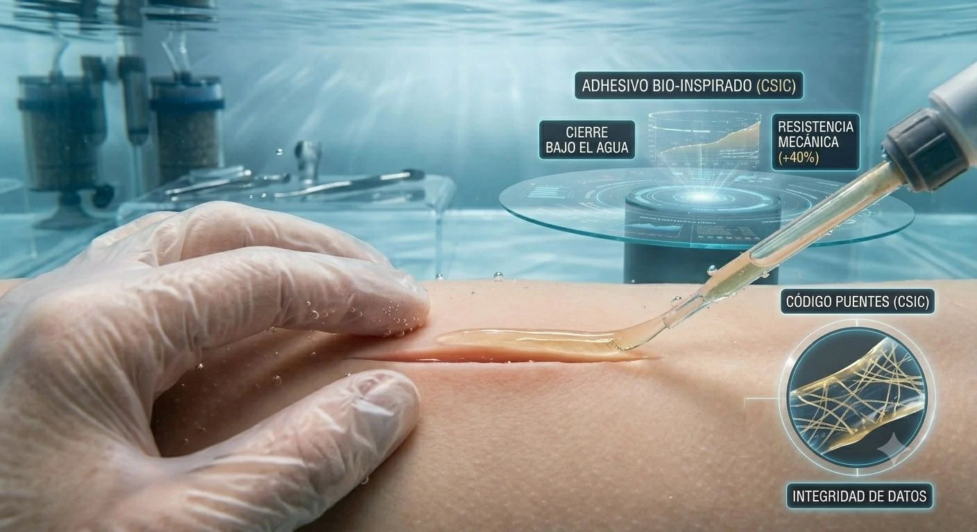 ¿Adiós a las suturas? Un adhesivo del CSIC, inspirado en mejillones, logra cerrar heridas bajo el agua