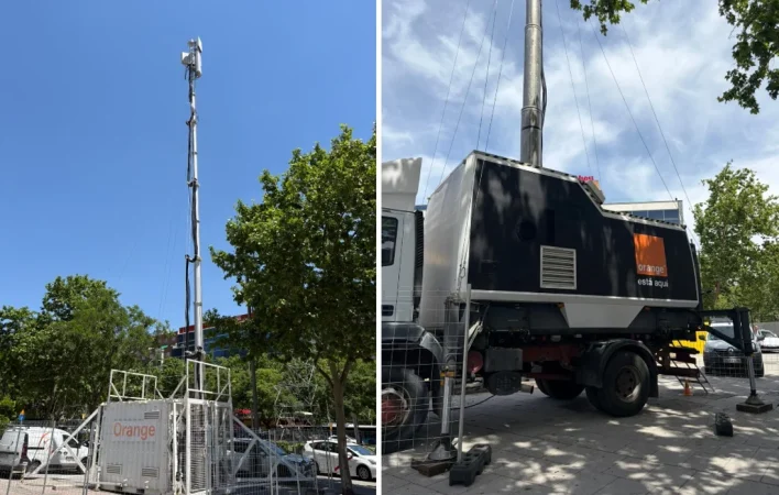 MasOrange refuerza su red y despliega las capacidades avanzadas del 5G Advanced para optimizar la conectividad y la seguridad durante la visita del Papa 2 Merca2 Imágenes de dos de las unidades móviles adicionales instaladas en Madrid con motivo de la visita papal
