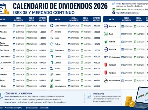 Calendario de dividendos de julio de 2026