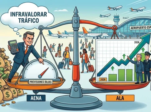 El truco de los 1.300 millones las aerolíneas acusan a Aena de infravalorar el turismo para cobrar de más. Imagen diseñada con IA El truco de los 1.300 millones las aerolíneas acusan a Aena de infravalorar el turismo para cobrar de más. Imagen diseñada con IA