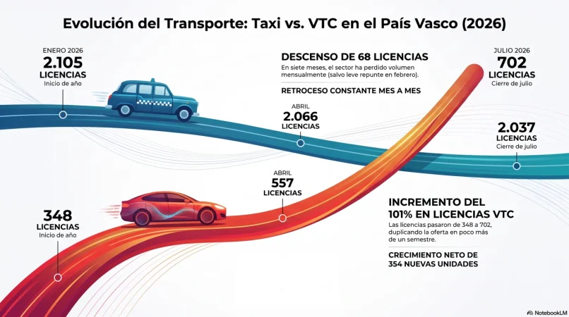 La 'guerra' del taxi se complica en el País Vasco: la llegada de Bolt enciende la mecha en Bilbao 1 Merca2 Evolucion Taxi y VTC 2026 Merca2