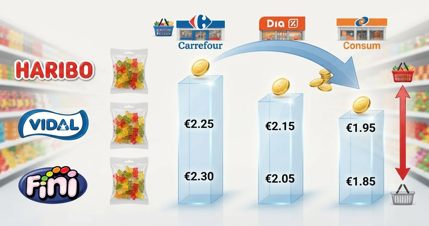 ¿Haribo y Fini o Carrefour, Dia y Consum? La comparativa que muestra quién gana en precio ¿Haribo y Fini o Carrefour, Dia y Consum? La comparativa que muestra quién gana en precio
