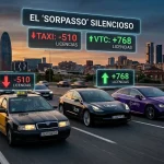 La carrera de las Uber, Cabify, Bolt y el taxi. Diseñada con IA
