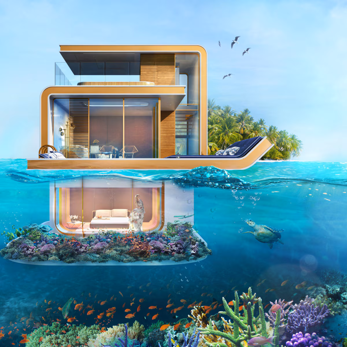 casas bajo el mar