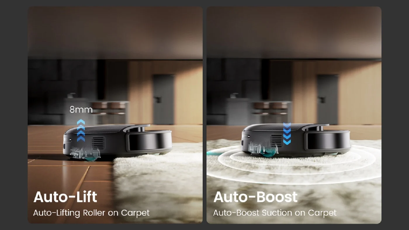 Lefant M5 Pro: el robot aspirador que automatiza la limpieza por solo 299,99 euros 1 Merca2 El Lefant M5 Pro eleva automáticamente 8 mm el rodillo de fregado al detectar una alfombra. Fuente Lefant.