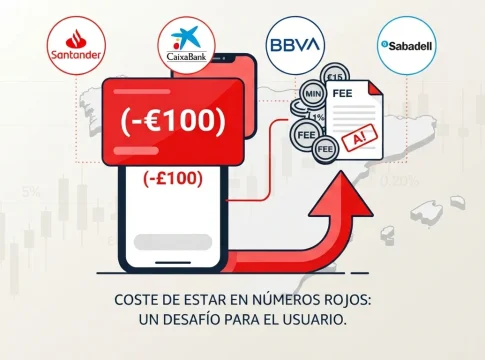 Tu cuenta puede cobrarte 15 euros por estar en números rojos: lo que Santander, BBVA, CaixaBank y Sabadell aplican Tu cuenta puede cobrarte 15 euros por estar en números rojos: lo que Santander, BBVA, CaixaBank y Sabadell aplican