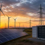 Los precios negativos de la electricidad revelan el gran cuello de botella de la transición energética 1 Merca2 Imagen: Energía renovable al atardecer IA