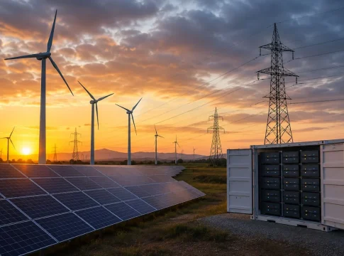 Imagen: Energía renovable al atardecer IA Imagen: Energía renovable al atardecer IA