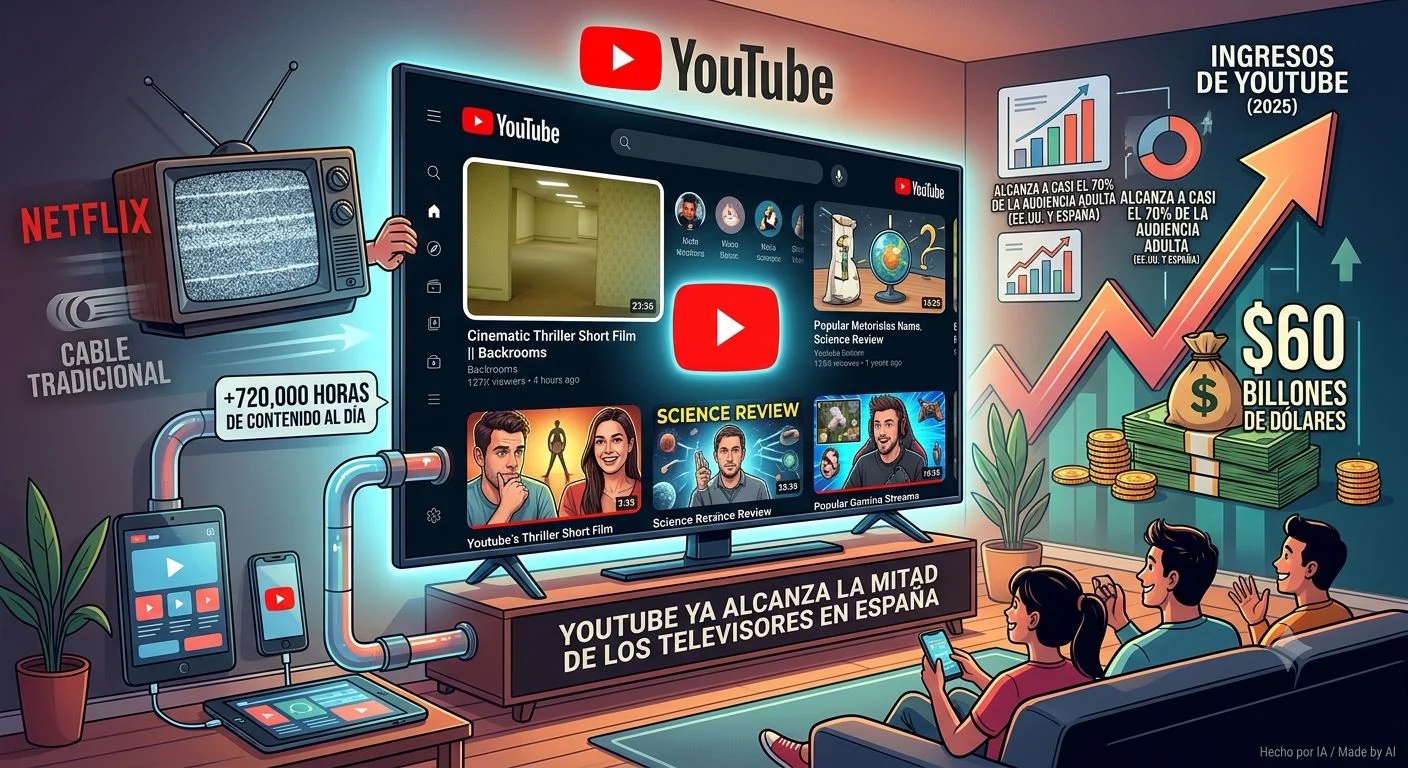 Imagen competencia Netflix y Youtube. Diseñada con IA