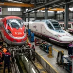Imagen duelo de la CNMC, Iryo y Renfe. Diseñada con IA