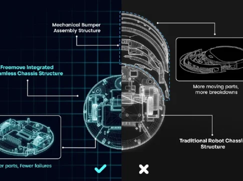 La tecnología Freemove Full-Body Sensing mejora la detección de obstáculos y ayuda al robot a desplazarse con mayor precisión. Fuente Lefant. La tecnología Freemove Full-Body Sensing mejora la detección de obstáculos y ayuda al robot a desplazarse con mayor precisión. Fuente Lefant.
