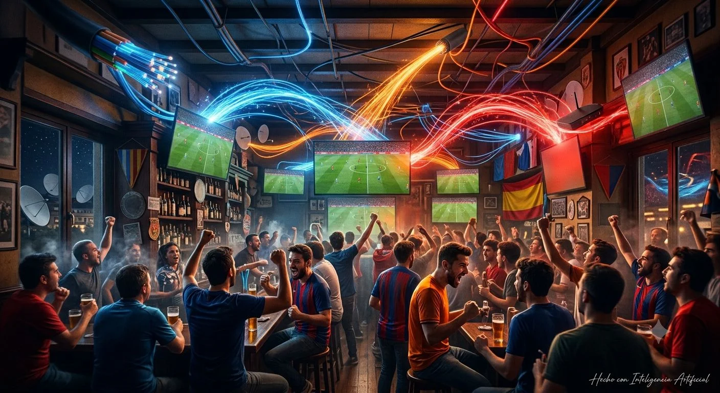 Movistar y Vodafone compiten por los bares. Diseñada con IA Movistar y Vodafone compiten por los bares. Diseñada con IA