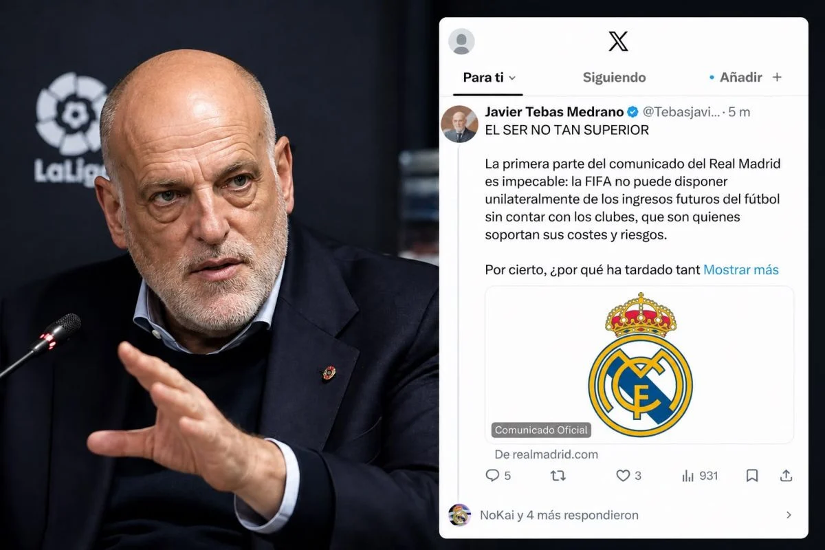Tebas aprovecha el comunicado del Real Madrid para reprochar al club su posición sobre la FIFA
