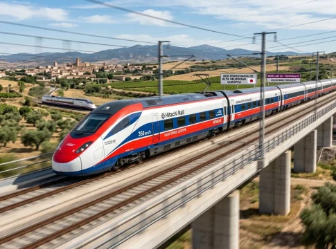 Tren de Hitachi Rail. Imagen generada por IA Tren de Hitachi Rail. Imagen generada por IA