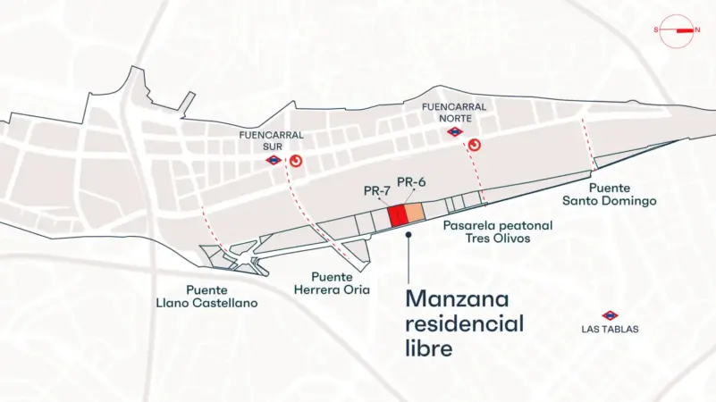 Madrid Nuevo Norte pone en juego dos parcelas para levantar 200 viviendas: así será la primera subasta residencial 1 Merca2 2026 0893 NDP CMNN MAPA V2 Merca2
