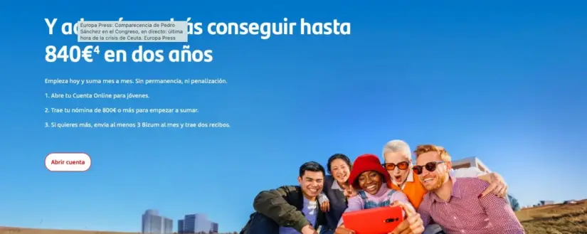 BBVA, Santander y CaixaBank compiten por los jóvenes con cuentas sin comisiones, viajes, descuentos y hasta 840 euros 2 Merca2 Banco Santander
