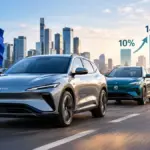 Los coches chinos aceleran en Europa: ya rozan el 10% del mercado y apuntan al 14% 1 Merca2 Crecen las ventas de vehículos chinos en Europa. Imagen generada con IA