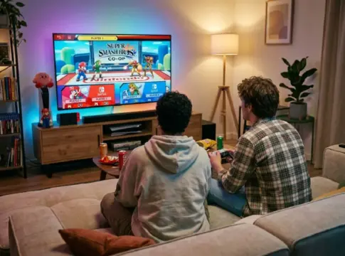 Dos personas jugando a videojuegos Dos personas jugando a videojuegos