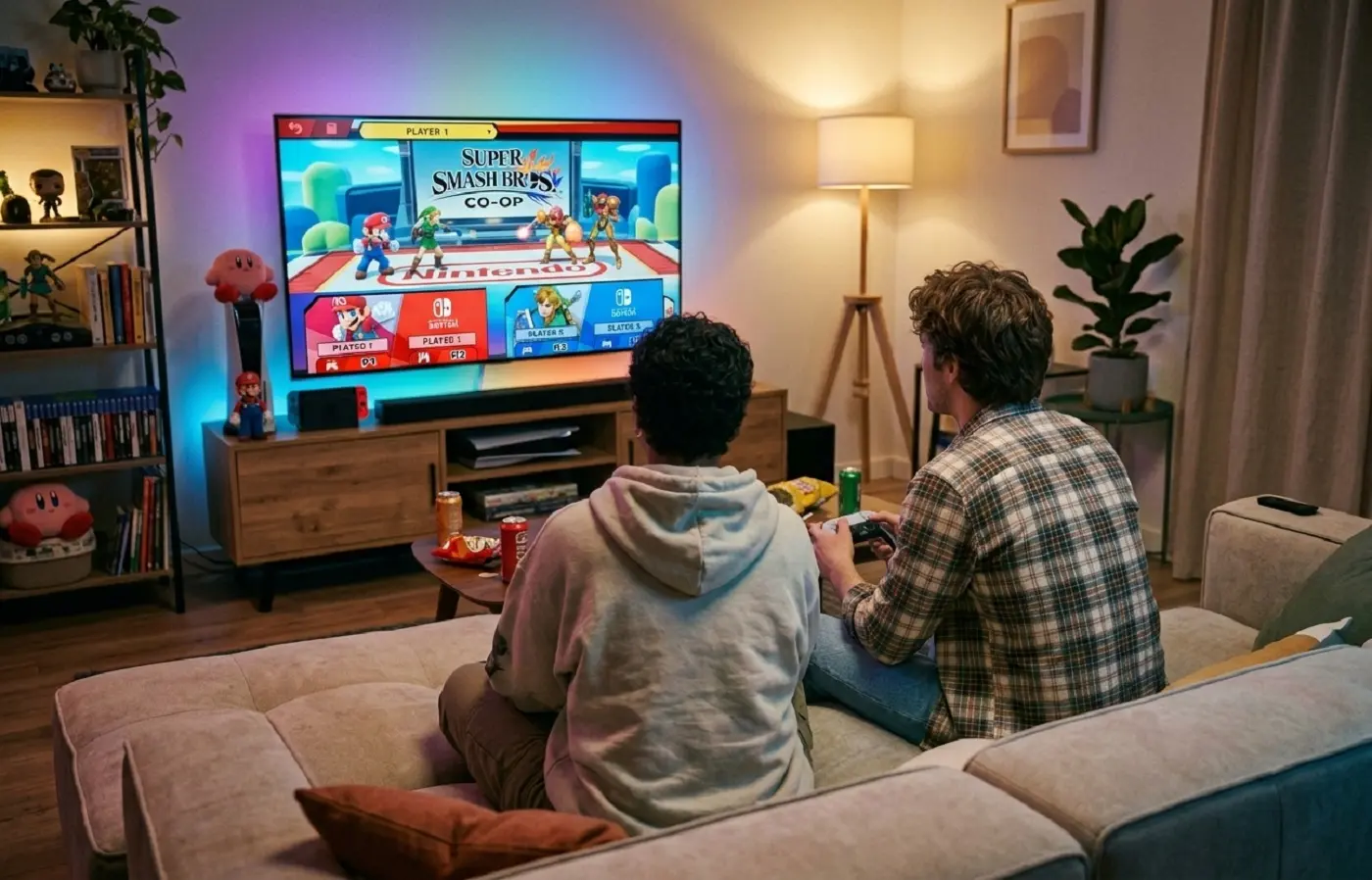 Dos personas jugando a videojuegos Dos personas jugando a videojuegos