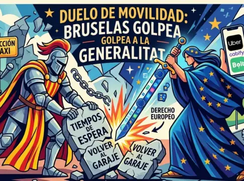 Duelo entre Europa y la Generalitat por Uber, Cabify y Bolt. Diseñada con IA Duelo entre Europa y la Generalitat por Uber, Cabify y Bolt. Diseñada con IA